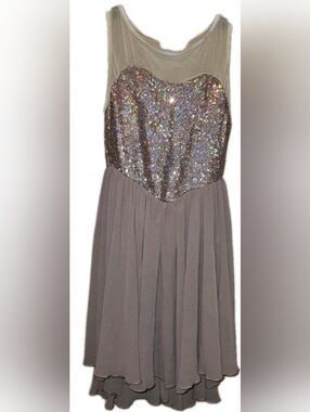 Weissman Sequin Lyrical Dance Costume Dress Taupe LC EUC